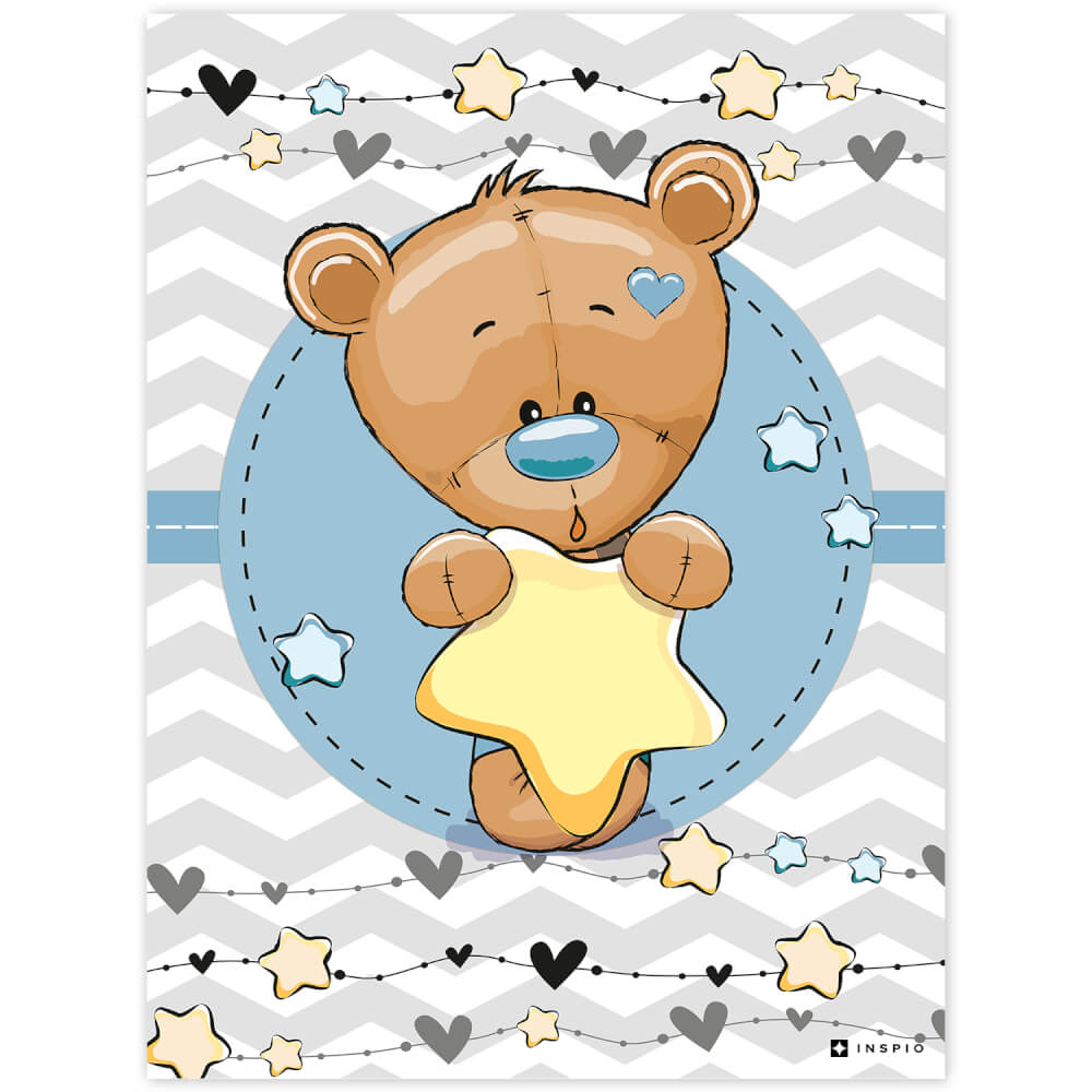 Bild an der Wand Teddy mit Stern