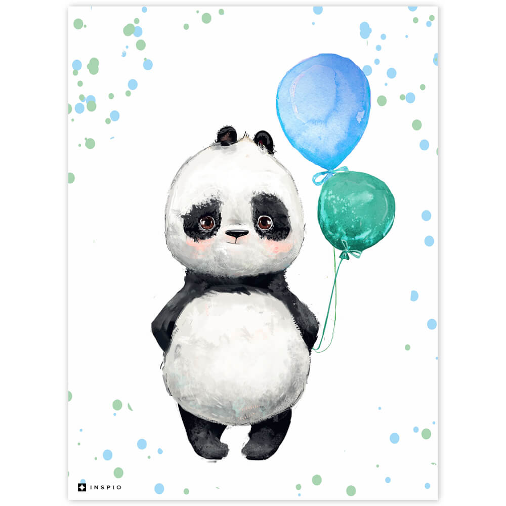 Bild eines Pandas mit Luftballons in einem Kinderzimmer